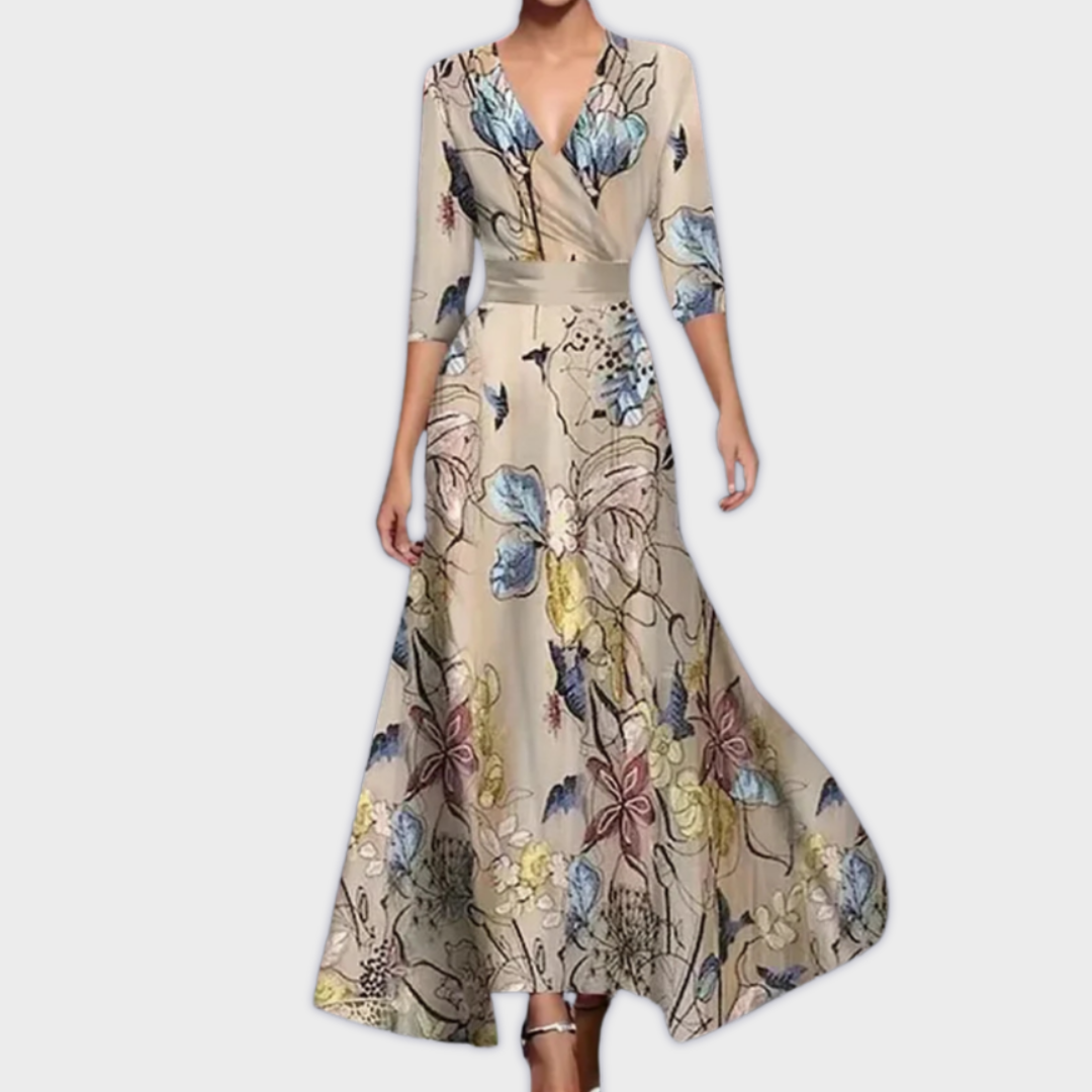 Edwina | Handgemachtes langes Kleid aus Premium-Stoff