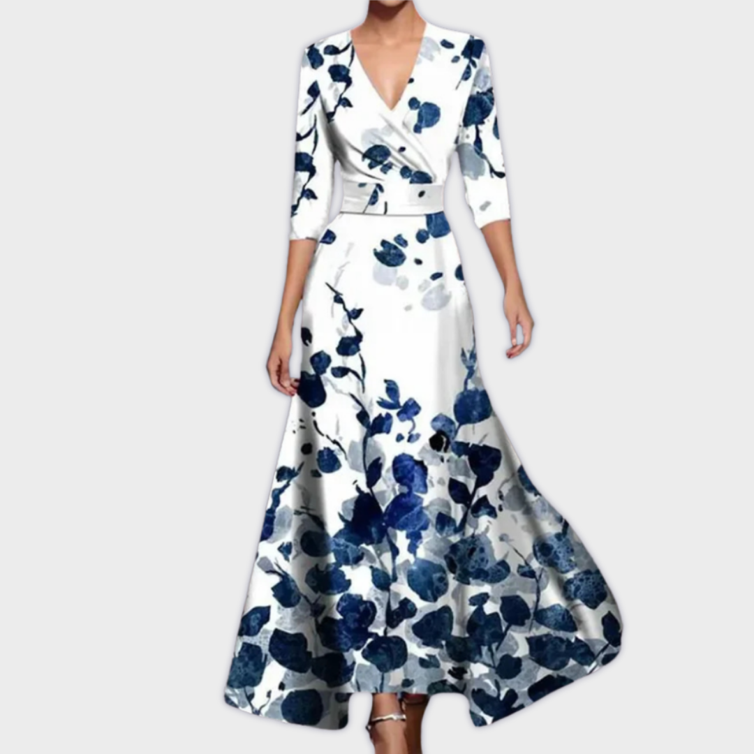 Edwina | Handgemachtes langes Kleid aus Premium-Stoff