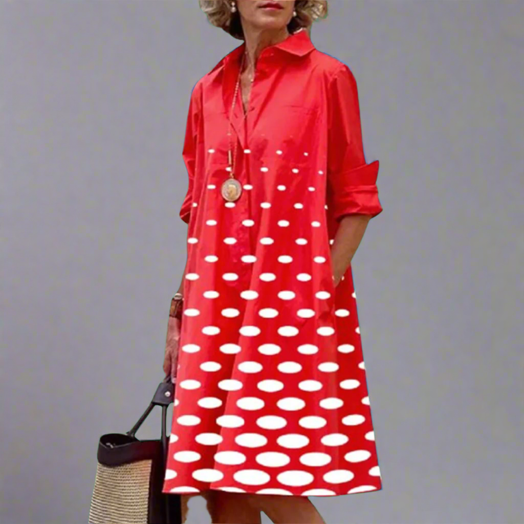 Adela | Handgefertigtes Premium-Midikleid mit Polka-Dots