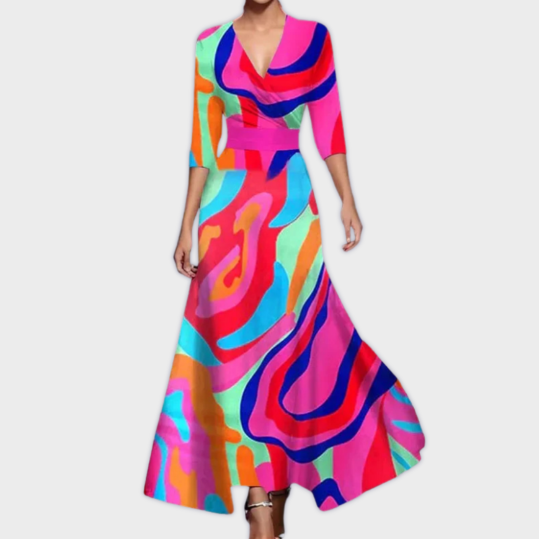 Edwina | Handgemachtes langes Kleid aus Premium-Stoff