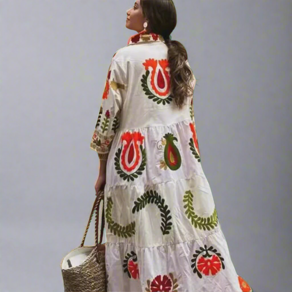 Lenora | Buntes Sommerkleid mit handgefertigten Details