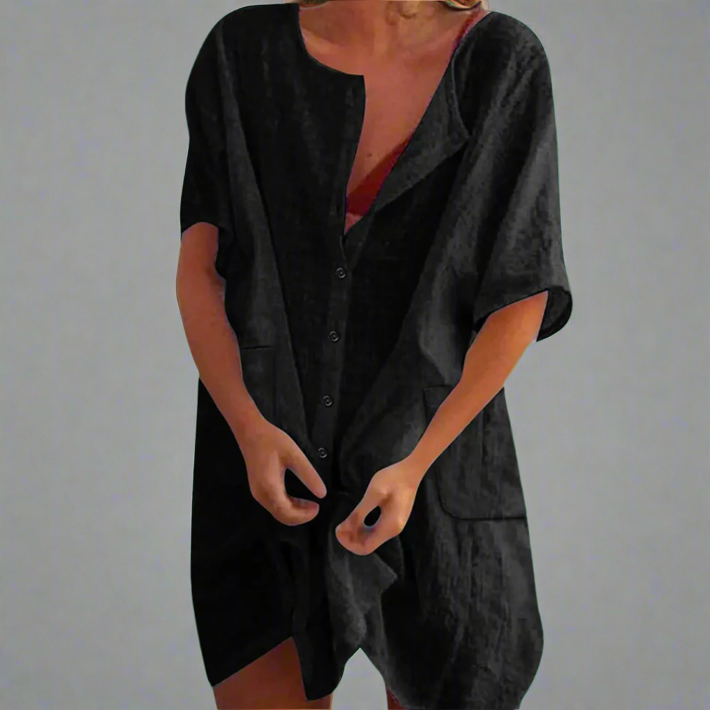 Thilda | Organisches Freizeitkleid aus Baumwoll-Leinen für entspannte Sommertage