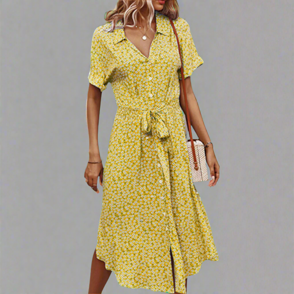 Marzeline | Sommerkleid mit Taillengürtel aus leichter Premium-Baumwolle