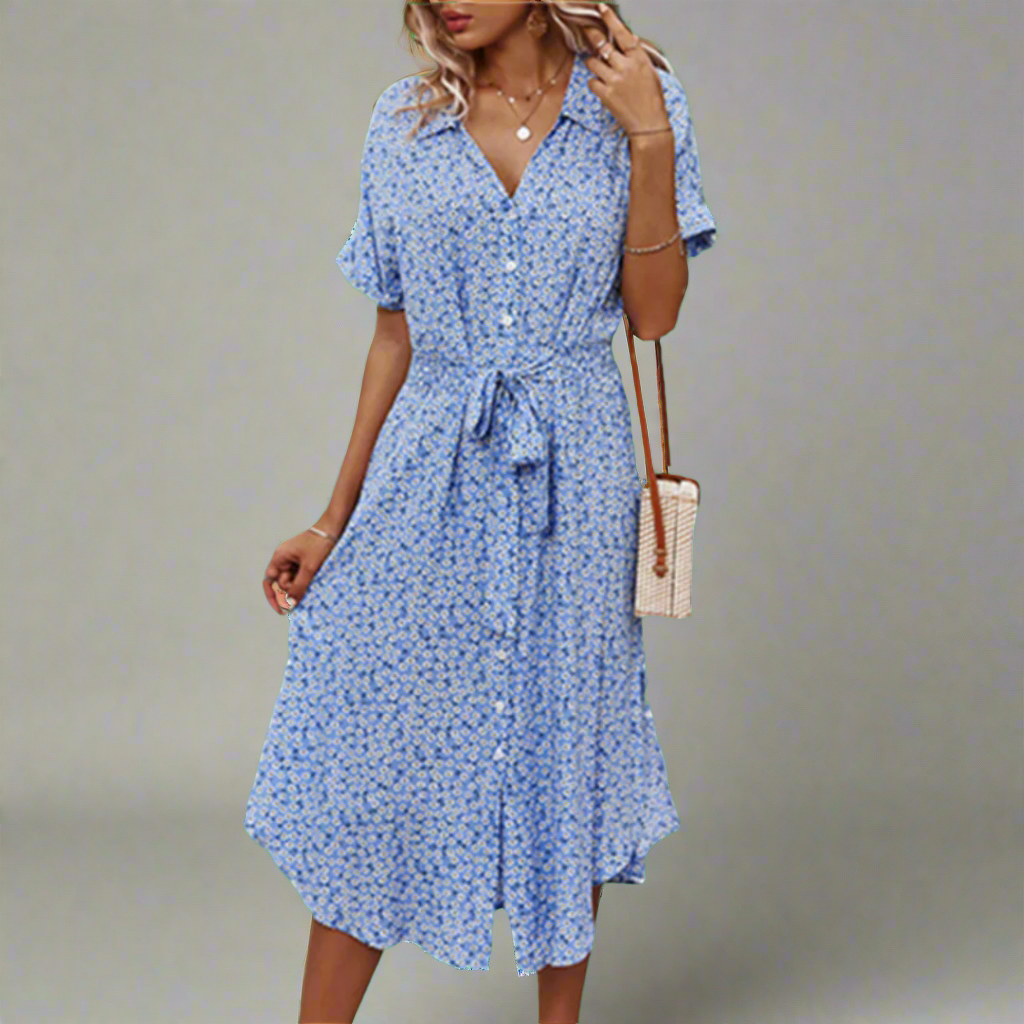 Marzeline | Sommerkleid mit Taillengürtel aus leichter Premium-Baumwolle