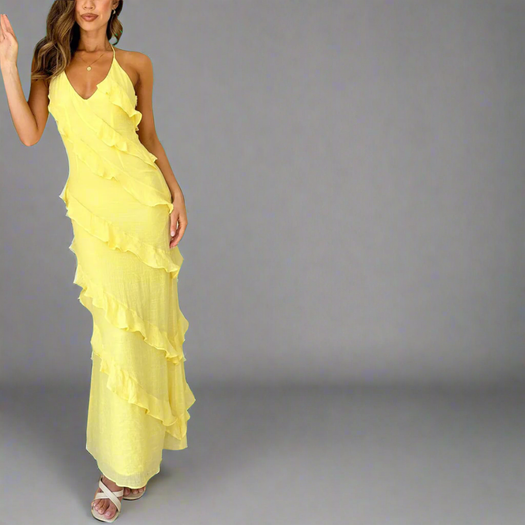 Sieglinde | Maxikleid in Zitrone aus luftiger Premium-Viskose