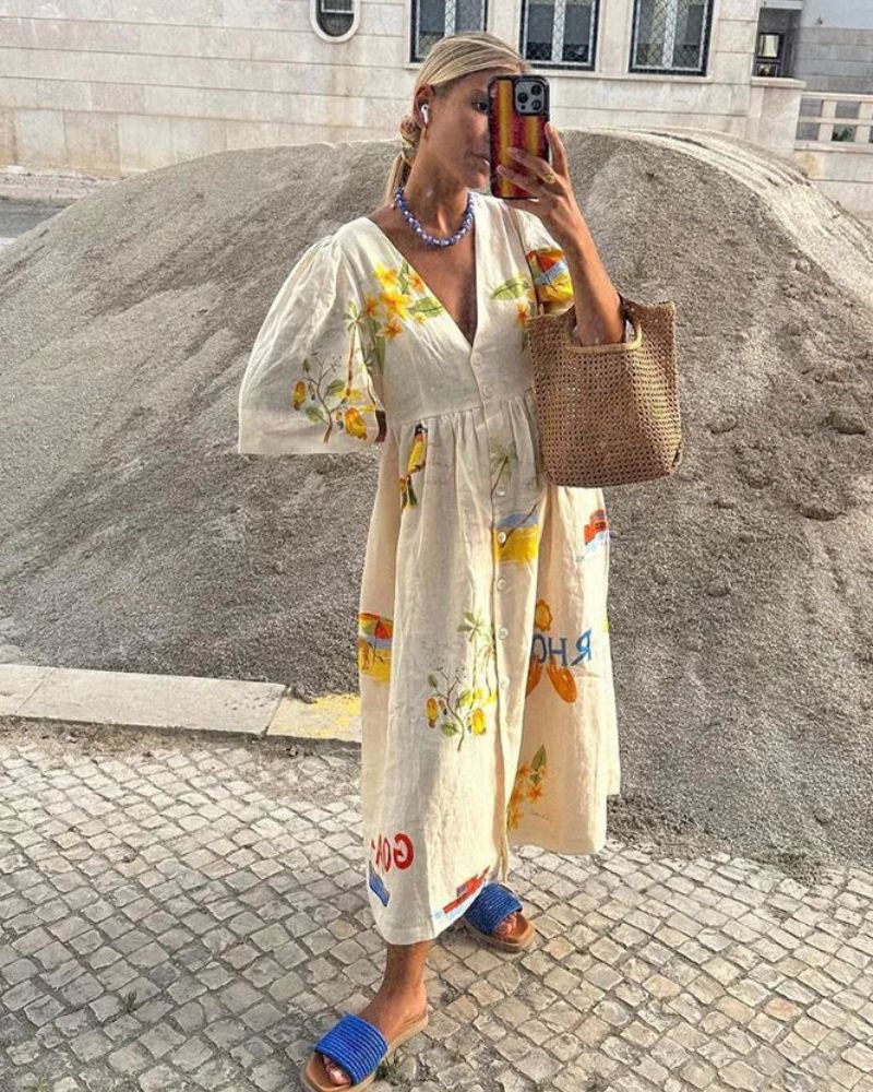 RHODE | BEDRUCKTES MAXIKLEID
