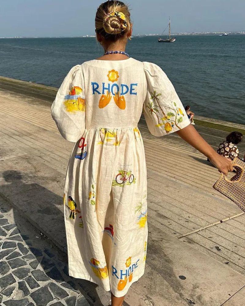 RHODE | BEDRUCKTES MAXIKLEID