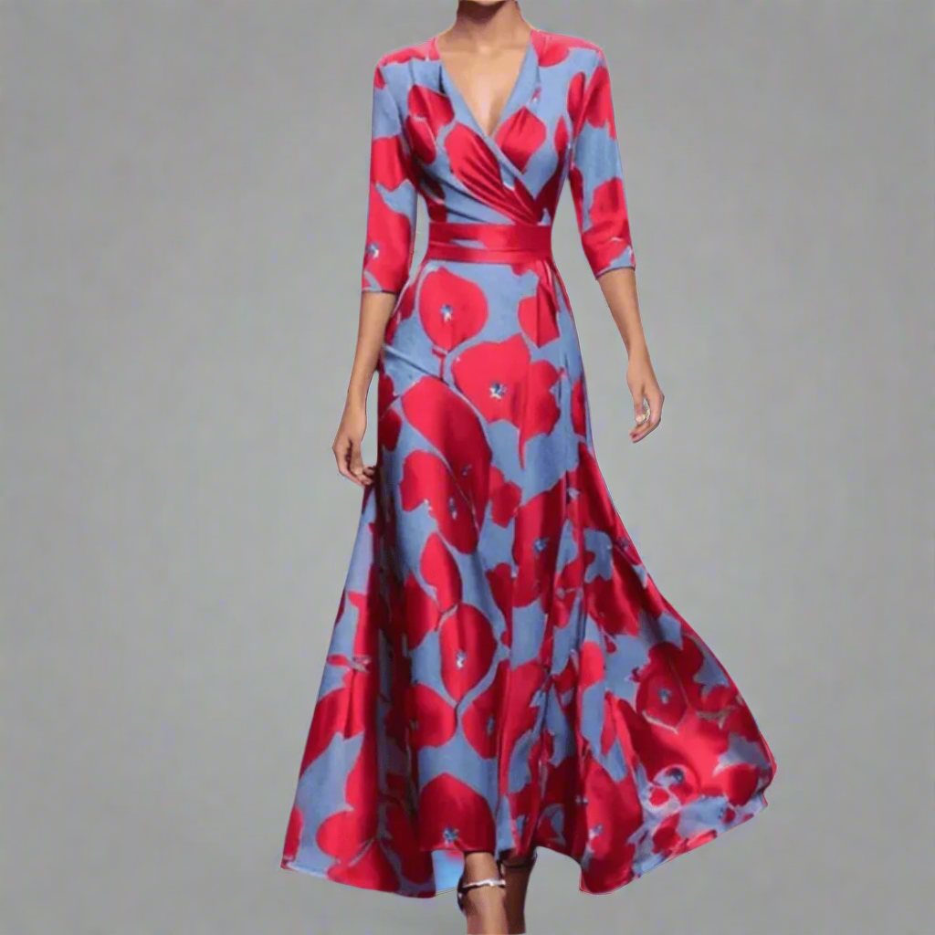 Stefanie | Elegantes Maxikleid mit Premium-Blumenstoff
