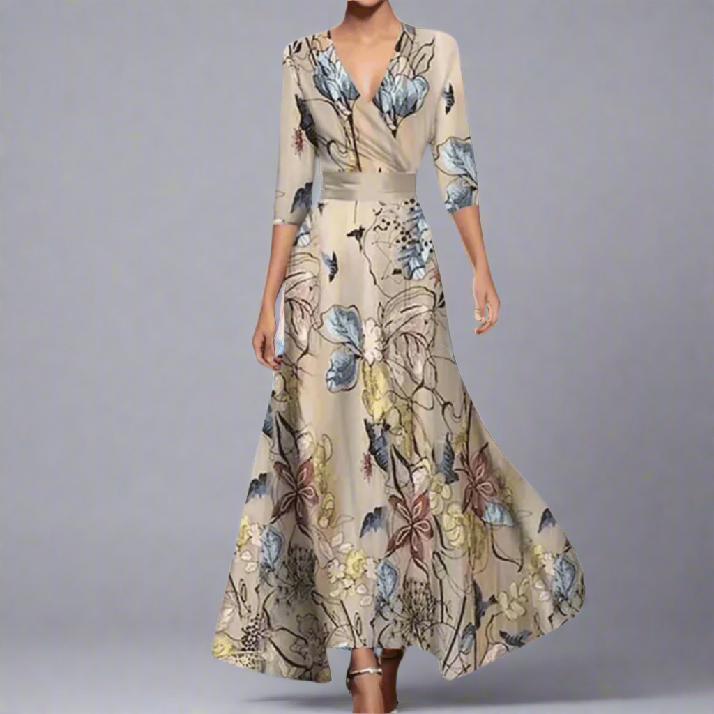 Stefanie | Elegantes Maxikleid mit Premium-Blumenstoff
