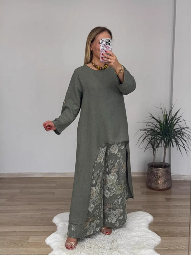 Isara – Ensemble mit langen Ärmeln und bedruckter Hose