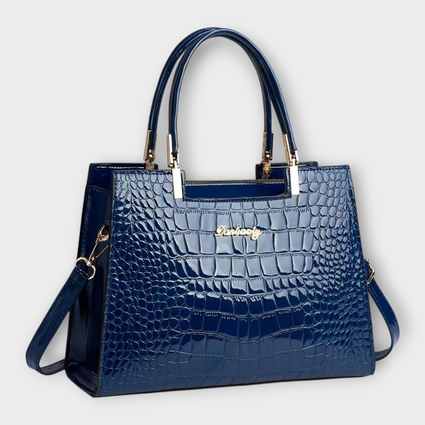 Léora. - Glänzende Krokodilledermuster-Handtasche