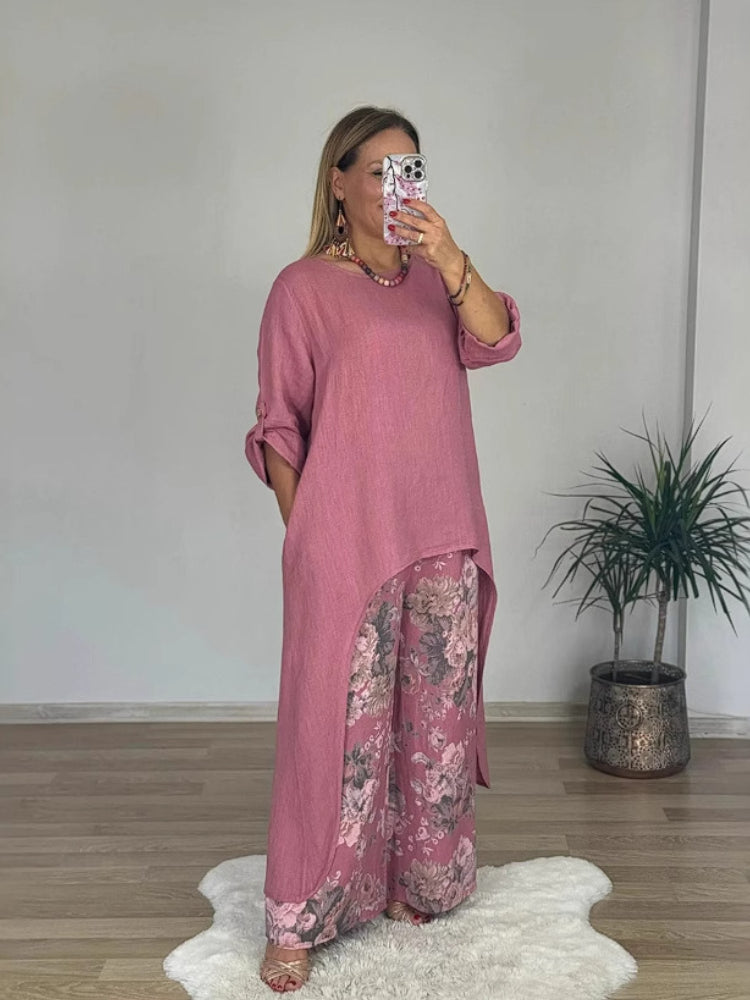Isara – Ensemble mit langen Ärmeln und bedruckter Hose