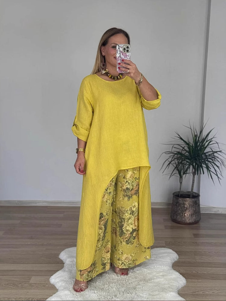 Isara – Ensemble mit langen Ärmeln und bedruckter Hose