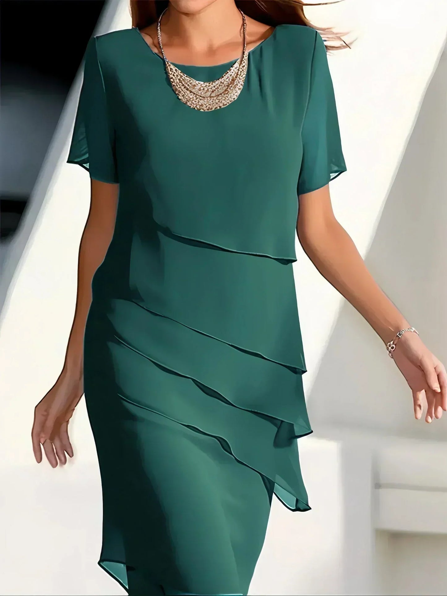 Monika | Midi-Kleid mit kurzen Ärmeln