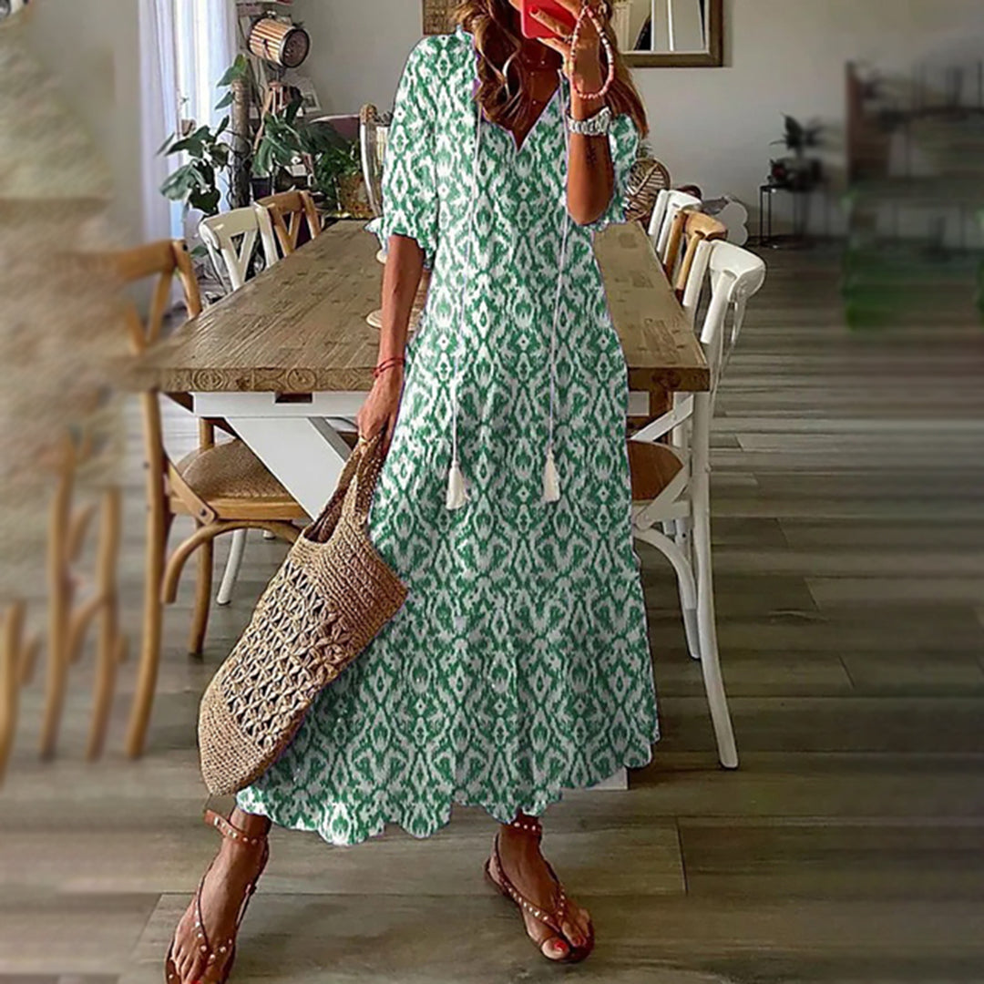 ESMAE | BOHO-MAXI-KLEID MIT ELEGANTEN RETRO-MUSTERN