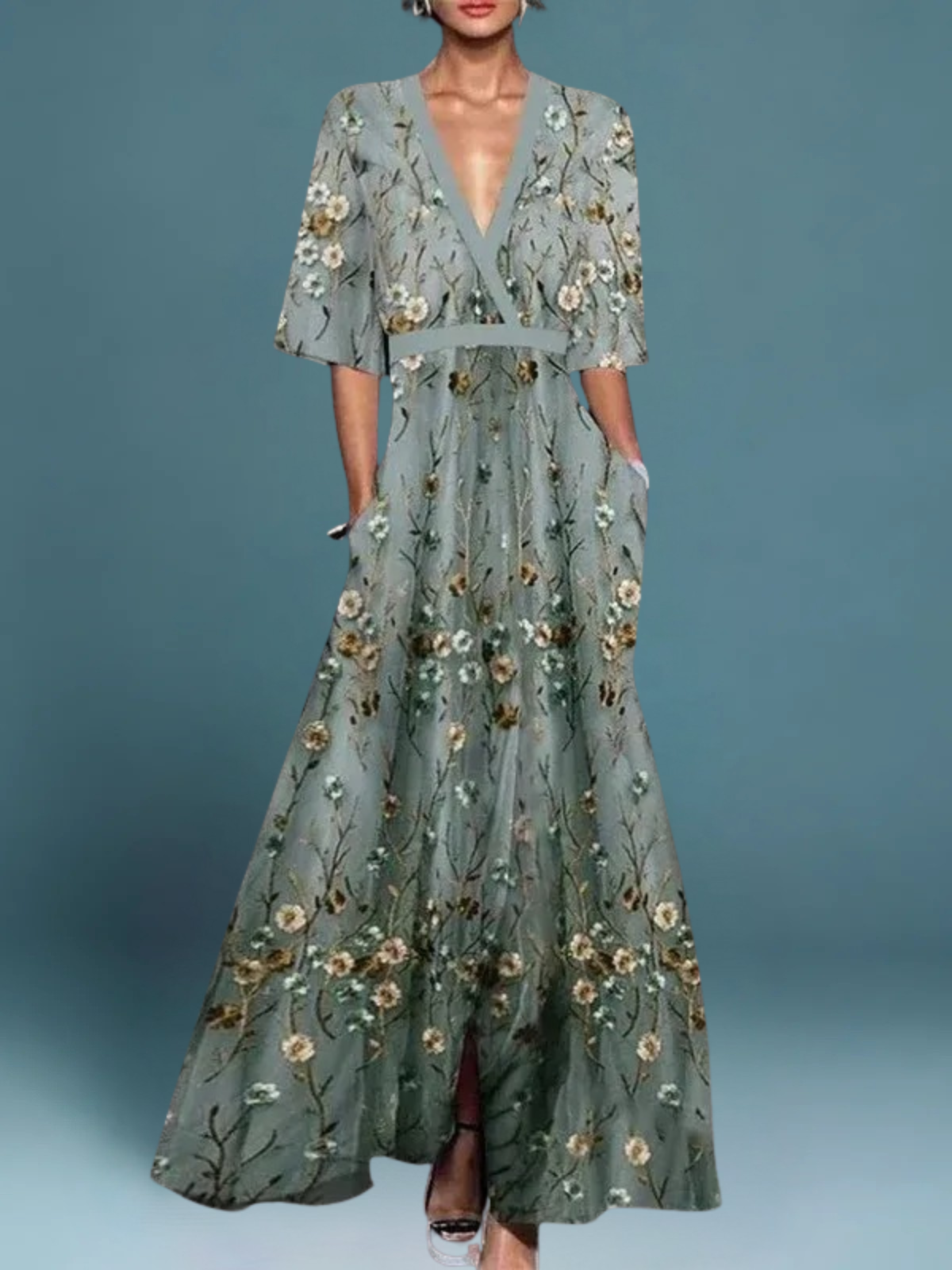 Isabella - Elegantes Blumen-Maxi-Kleid