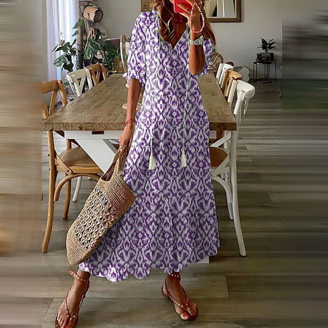 ESMAE | BOHO-MAXI-KLEID MIT ELEGANTEN RETRO-MUSTERN