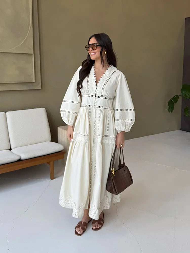 Leticia - Langes besticktes Kleid