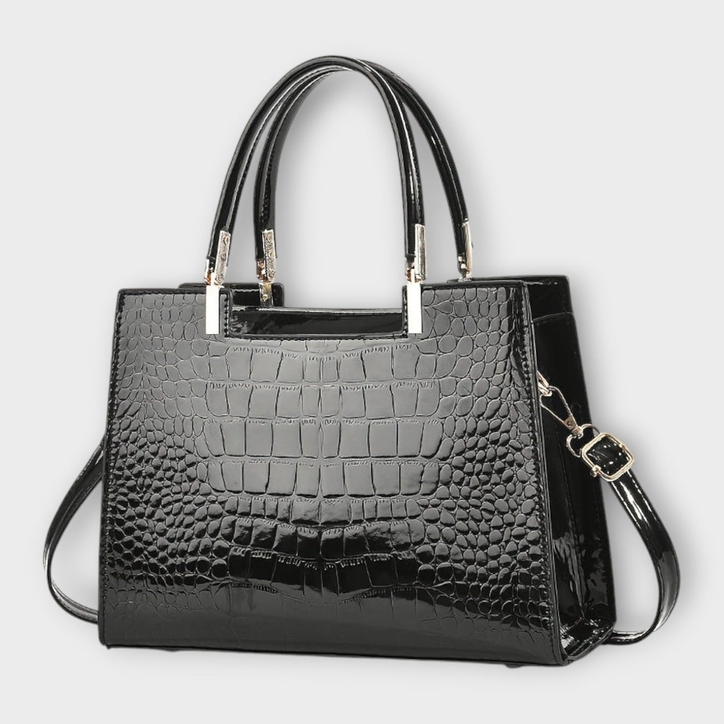 Léora. - Glänzende Krokodilledermuster-Handtasche