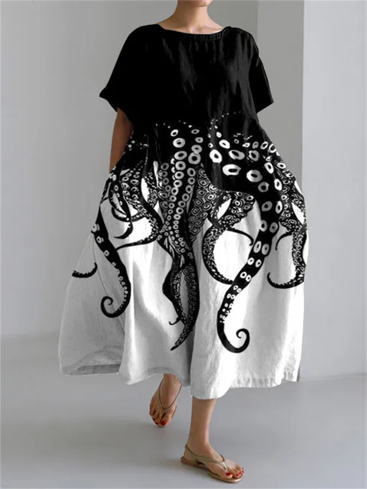 Tessa - Trendy Kurzarmkleid mit einzigartigem Tentakelprint
