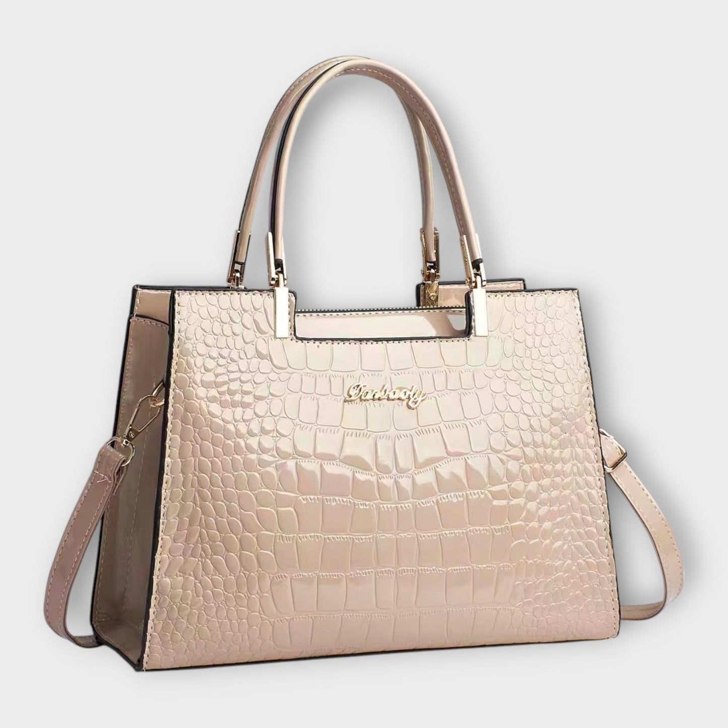 Léora. - Glänzende Krokodilledermuster-Handtasche