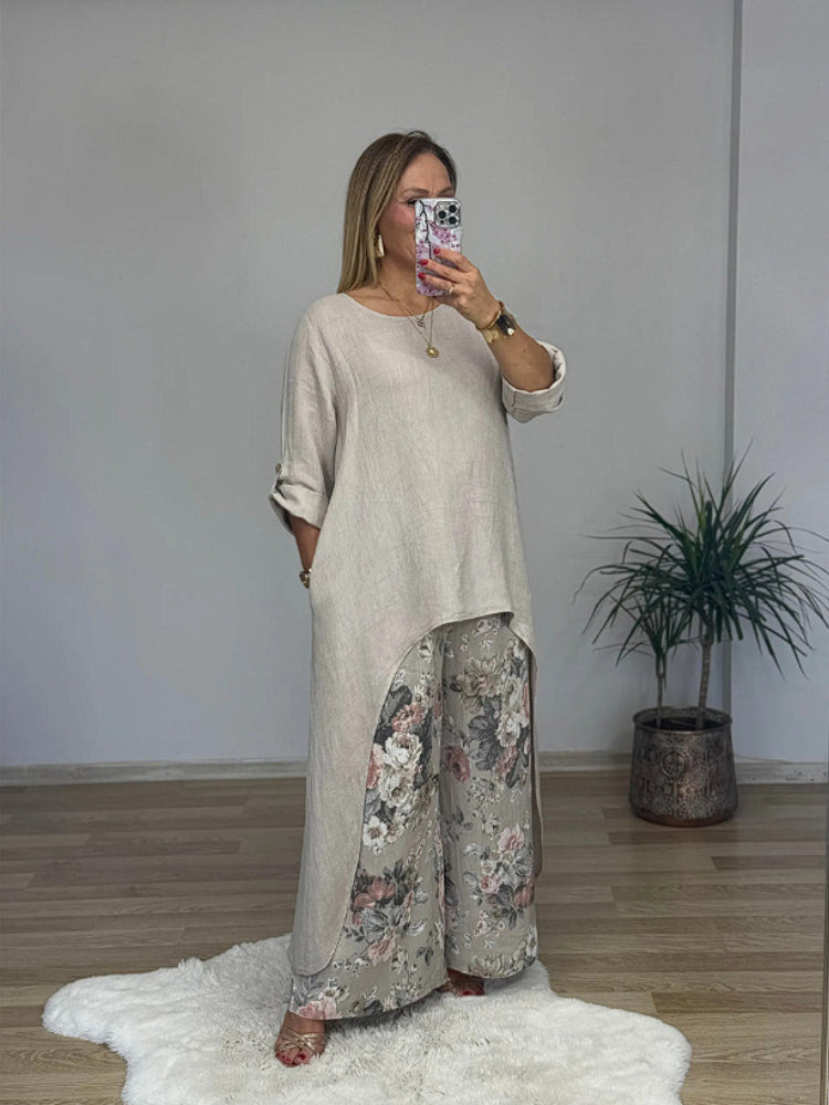 Isara – Ensemble mit langen Ärmeln und bedruckter Hose