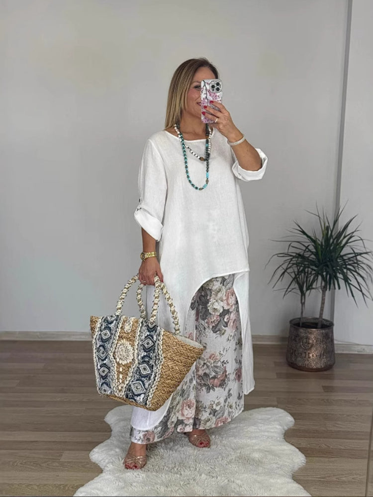 Isara – Ensemble mit langen Ärmeln und bedruckter Hose