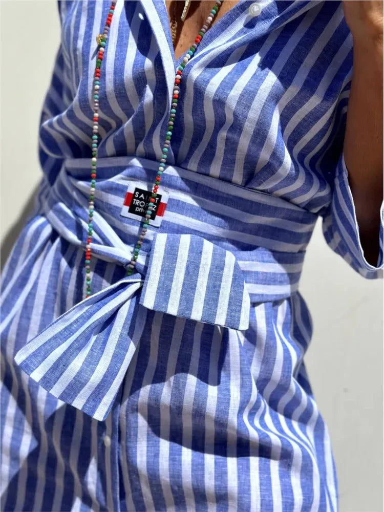 Renata - Gestreiftes Kleid mit Kragen