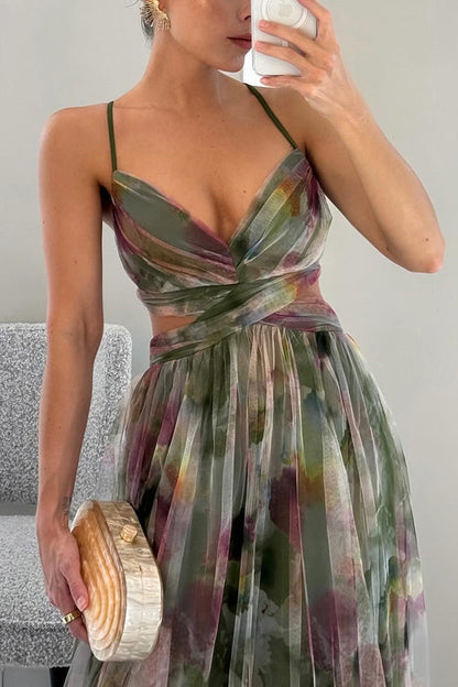AROA™ - ELEGANTES MAXIKLEID MIT BLUMENPRINT