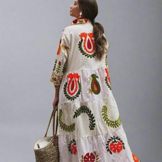 Lenora | Buntes Sommerkleid mit handgefertigten Details