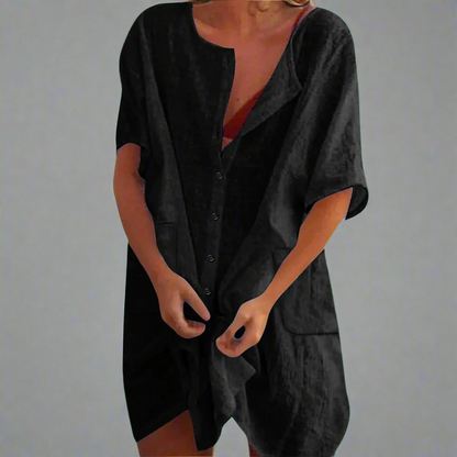 Thilda | Organisches Freizeitkleid aus Baumwoll-Leinen für entspannte Sommertage