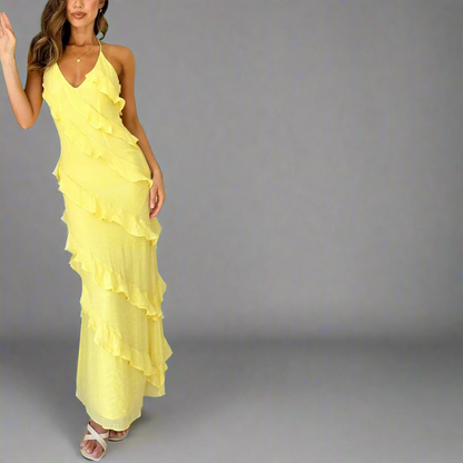 Sieglinde | Maxikleid in Zitrone aus luftiger Premium-Viskose
