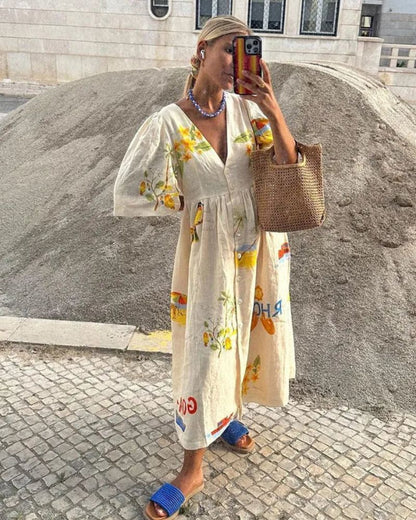RHODE | BEDRUCKTES MAXIKLEID