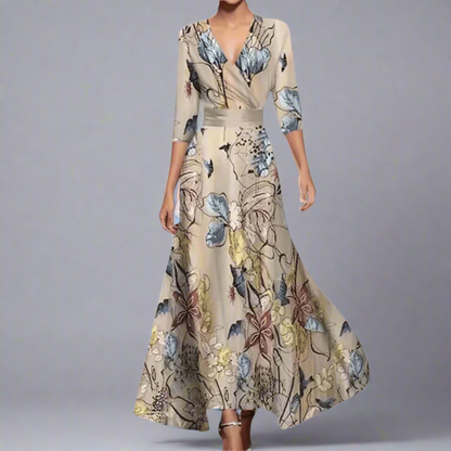 Stefanie | Elegantes Maxikleid mit Premium-Blumenstoff