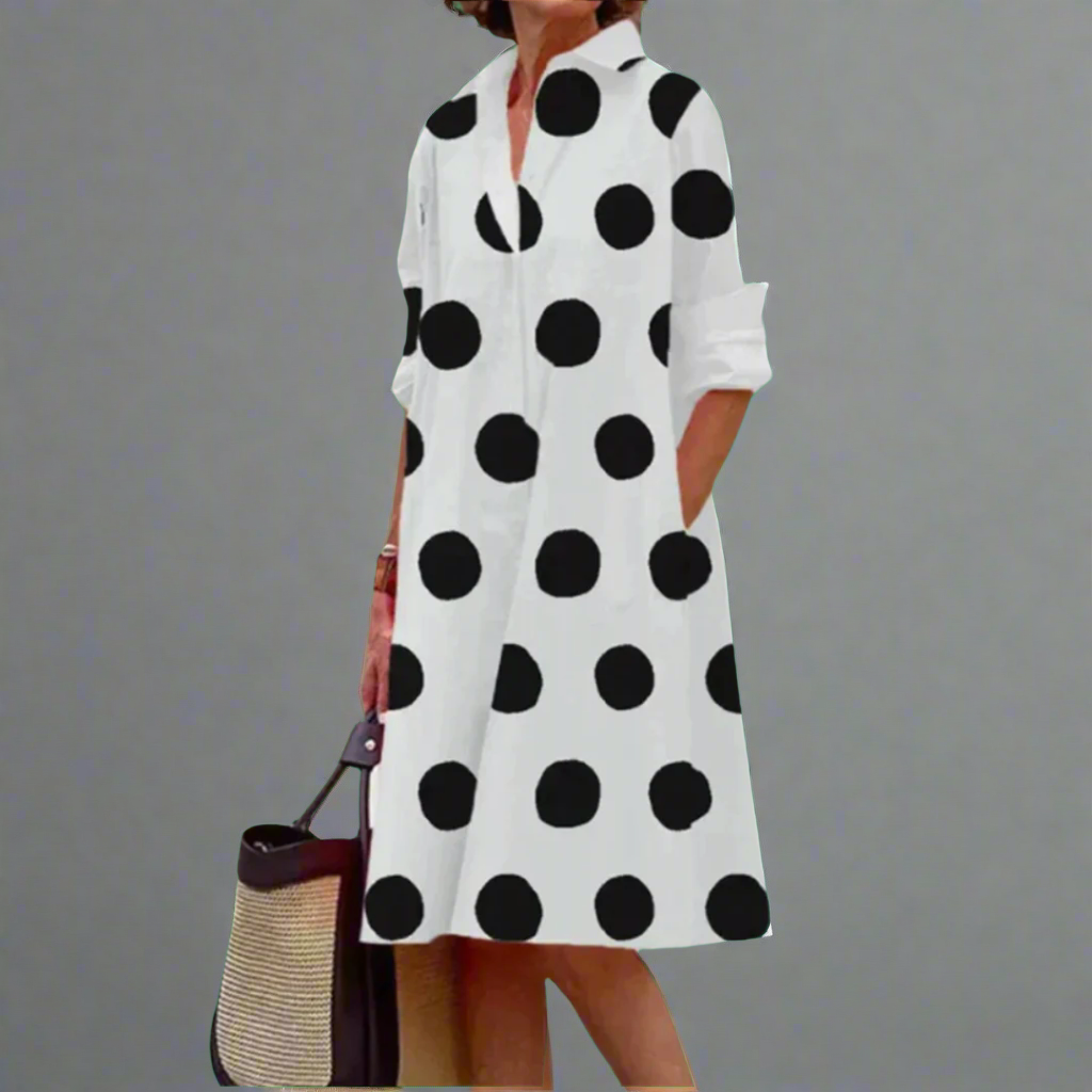 Jonna | Handgefertigtes Premium-Midikleid mit Polka-Dots