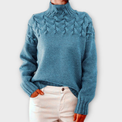 Eva - Damenpullover mit Zopfstrick-Detail