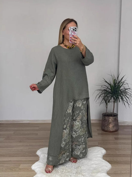Isara – Ensemble mit langen Ärmeln und bedruckter Hose