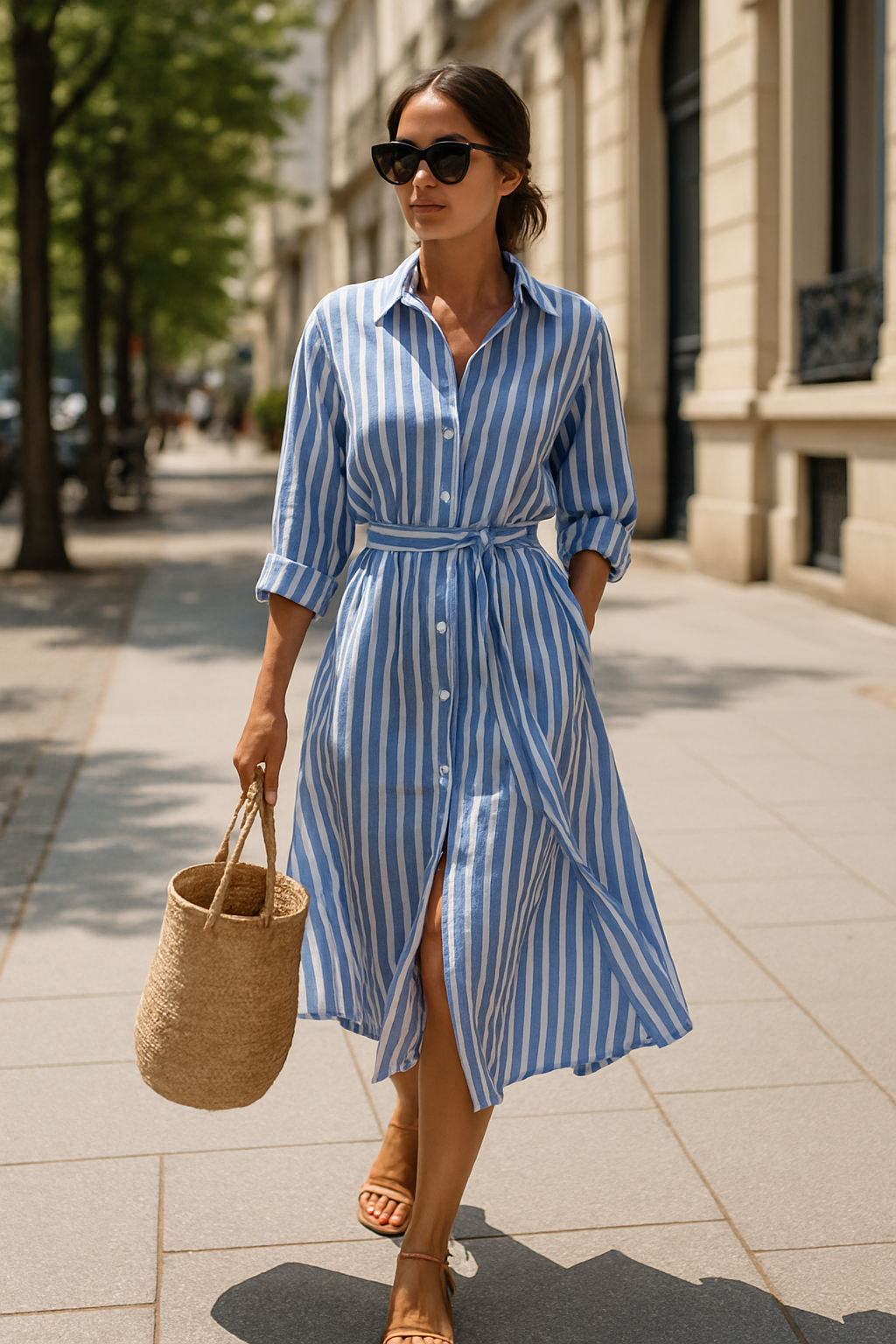 Renata - Gestreiftes Kleid mit Kragen