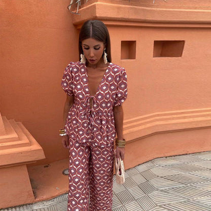 Ursula – Bedrucktes Oberteil und Hose Set