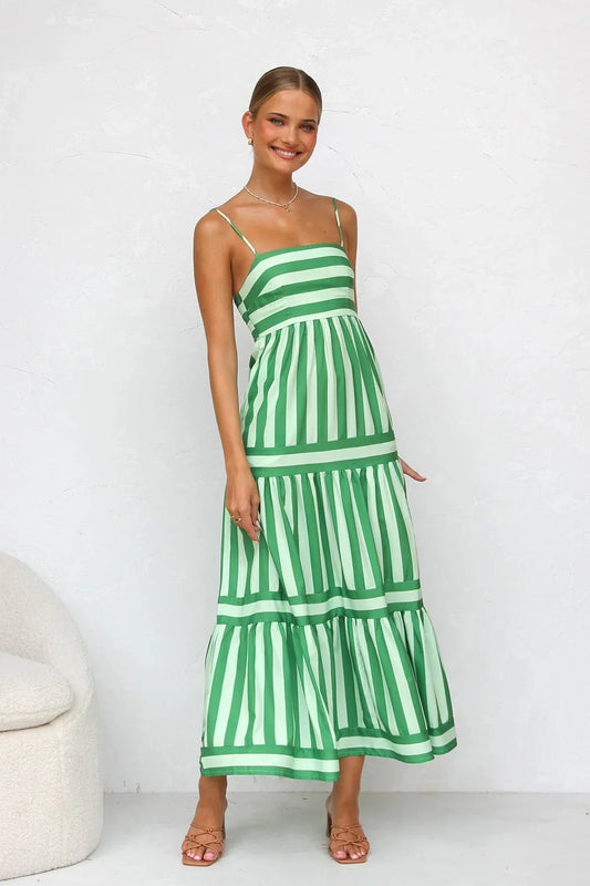 Sandra | Langes Sommerkleid mit Streifen