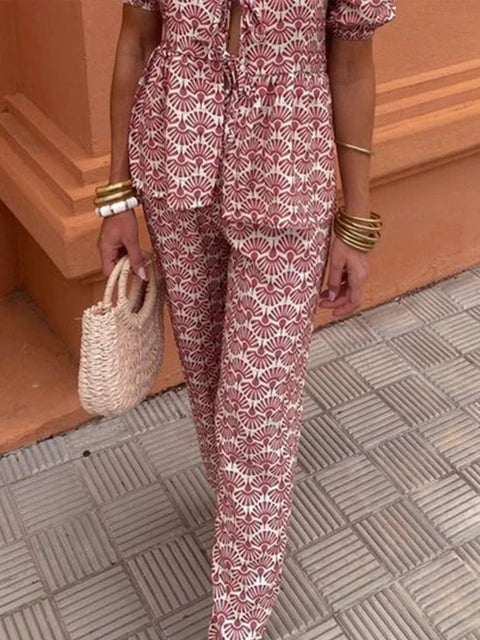 Ursula – Bedrucktes Oberteil und Hose Set
