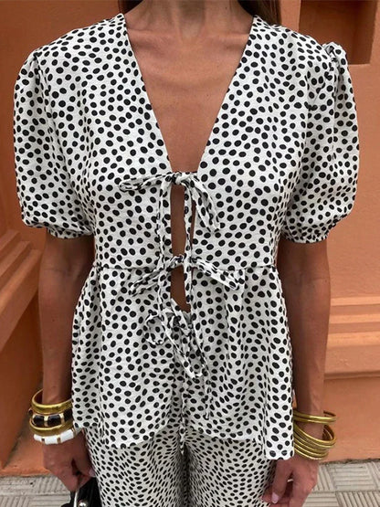 Ursula – Bedrucktes Oberteil und Hose Set