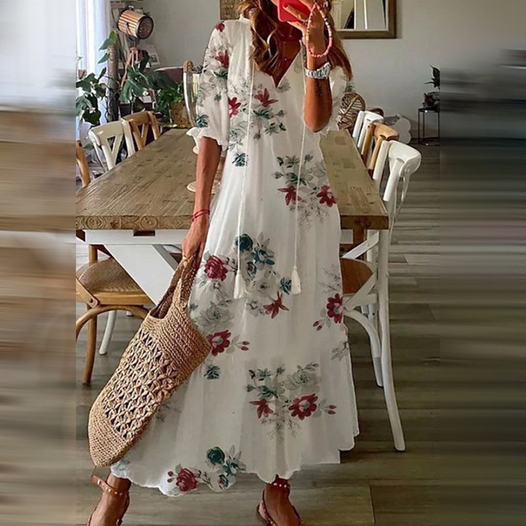 ESMAE | BOHO-MAXI-KLEID MIT ELEGANTEN RETRO-MUSTERN