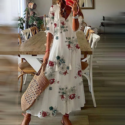 ESMAE | BOHO-MAXI-KLEID MIT ELEGANTEN RETRO-MUSTERN