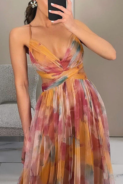 AROA™ - ELEGANTES MAXIKLEID MIT BLUMENPRINT
