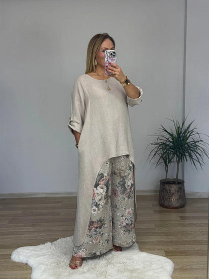 Isara – Ensemble mit langen Ärmeln und bedruckter Hose