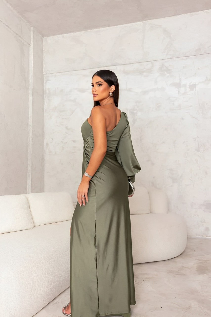 Vera - Ein-Schulter Satin-Abendkleid